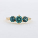 Load image into Gallery viewer, Three Stone Montana Sapphire Ring in Yellow Gold
