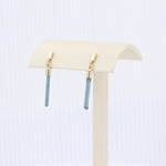 Load image into Gallery viewer, Raw Indicolite Tourmaline Crystal Dangle Earrings in Yellow Gold
