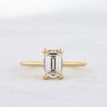 Load image into Gallery viewer, Lab Grown Emerald Cut Diamond Solitaire Ring in Yellow Gold
