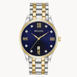 Load image into Gallery viewer, Bulova Classic- Navy Blue Round Face w/ Two-Tone Features and Band