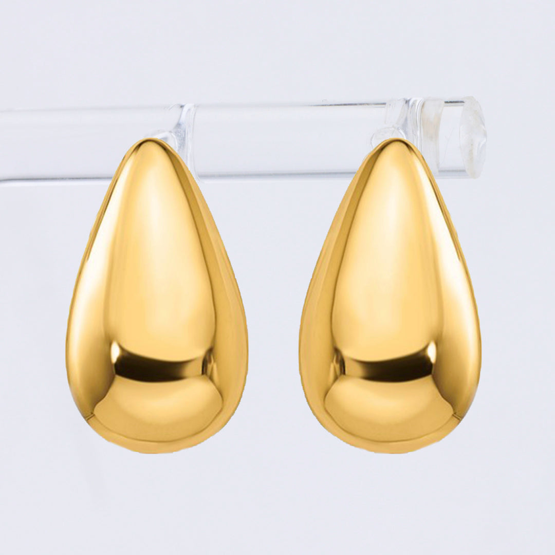 Large Gold Teardrop Post Earrings with Omega Backs