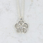 Load image into Gallery viewer, Diamond Chain Mail Flower Pendant Necklace, 0.03ct in Sterling Silver, 18 inch