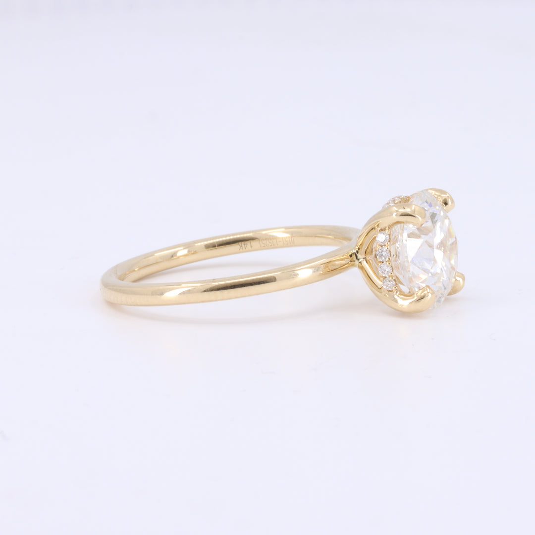 Lab-Grown Round Diamond with Hidden Halo in Yellow Gold