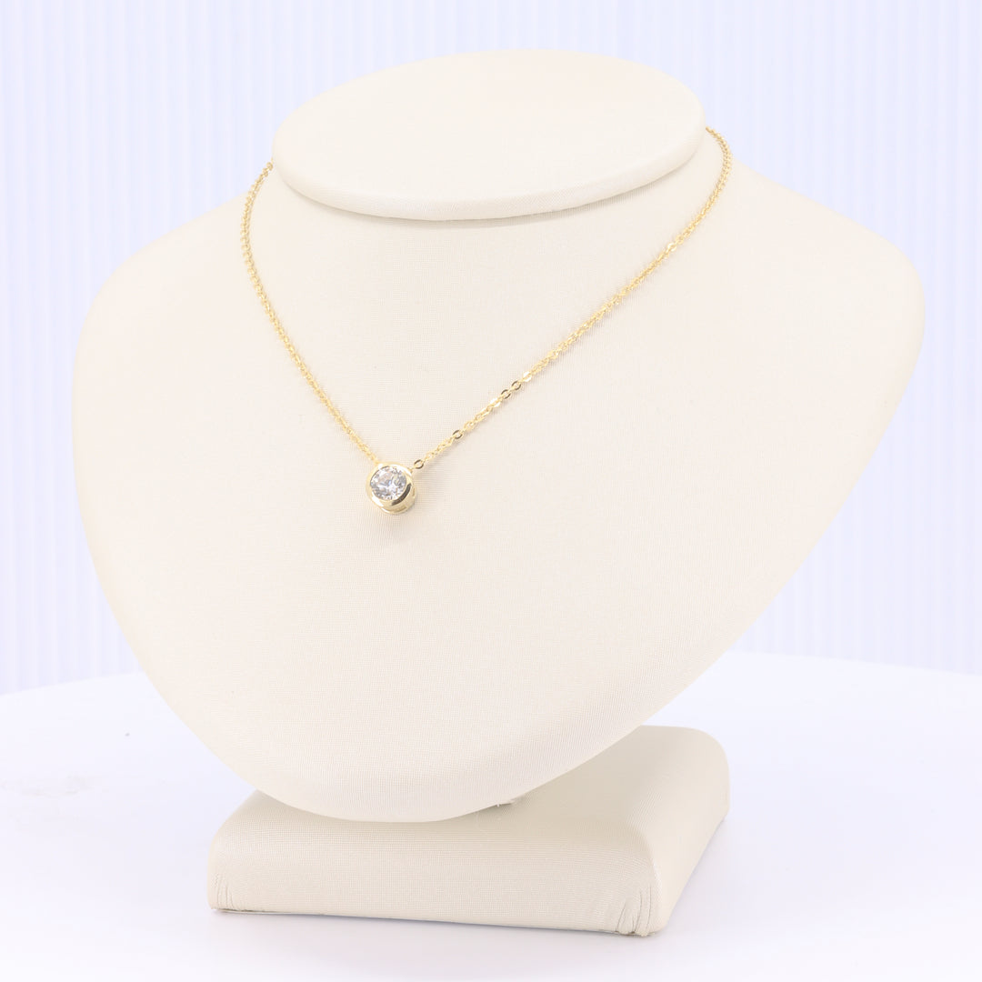 Bezel Diamond Slide Necklace in Yellow Gold