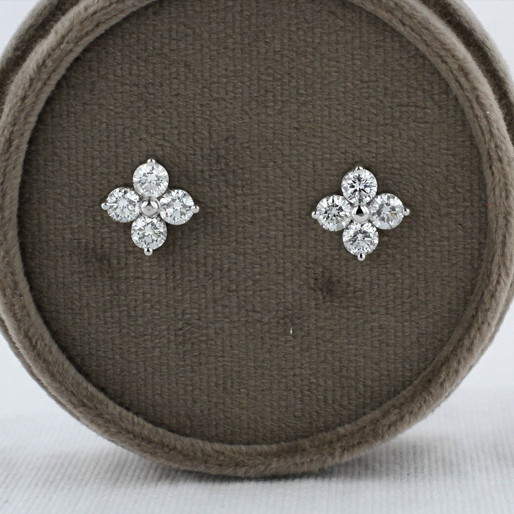 Medium Diamond Clover Stud Earrings