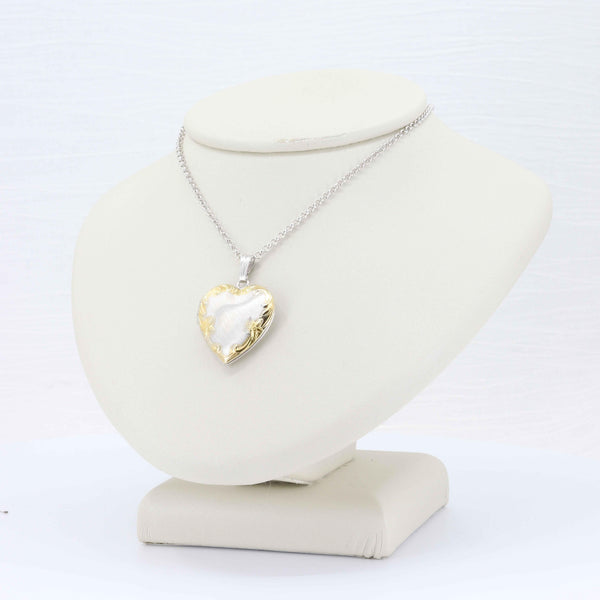 Heart Locket, in Sterling Silver with Yellow Gold Plating, 18 inch Chain - Kizer Cummings Jewelers