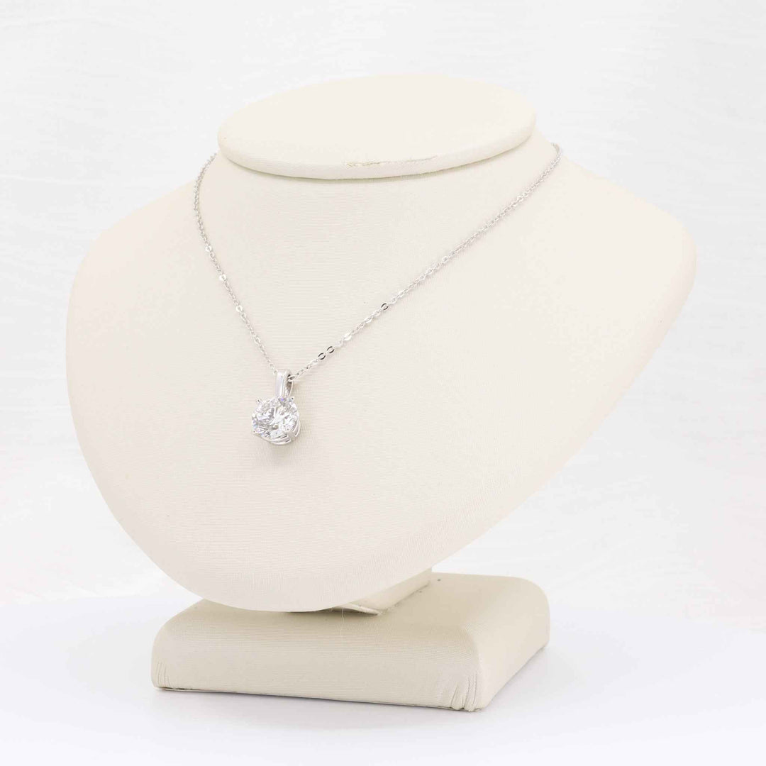Lab Grown Diamond Solitaire Pendant, 2.06ct in 14K White Gold, 18 inch Chain - Kizer Cummings Jewelers