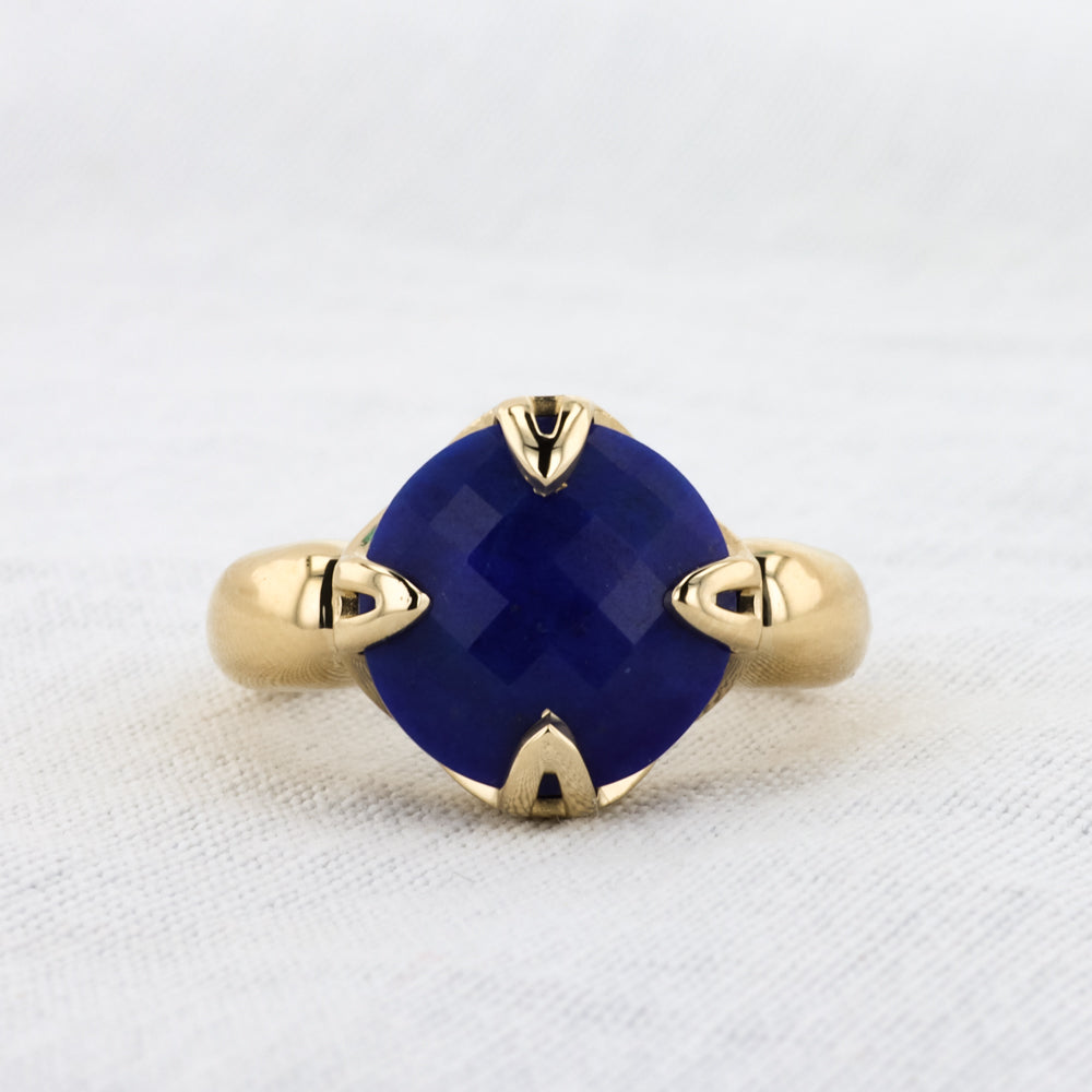 Faceted Lapis Lazuli Ring in Yellow Gold