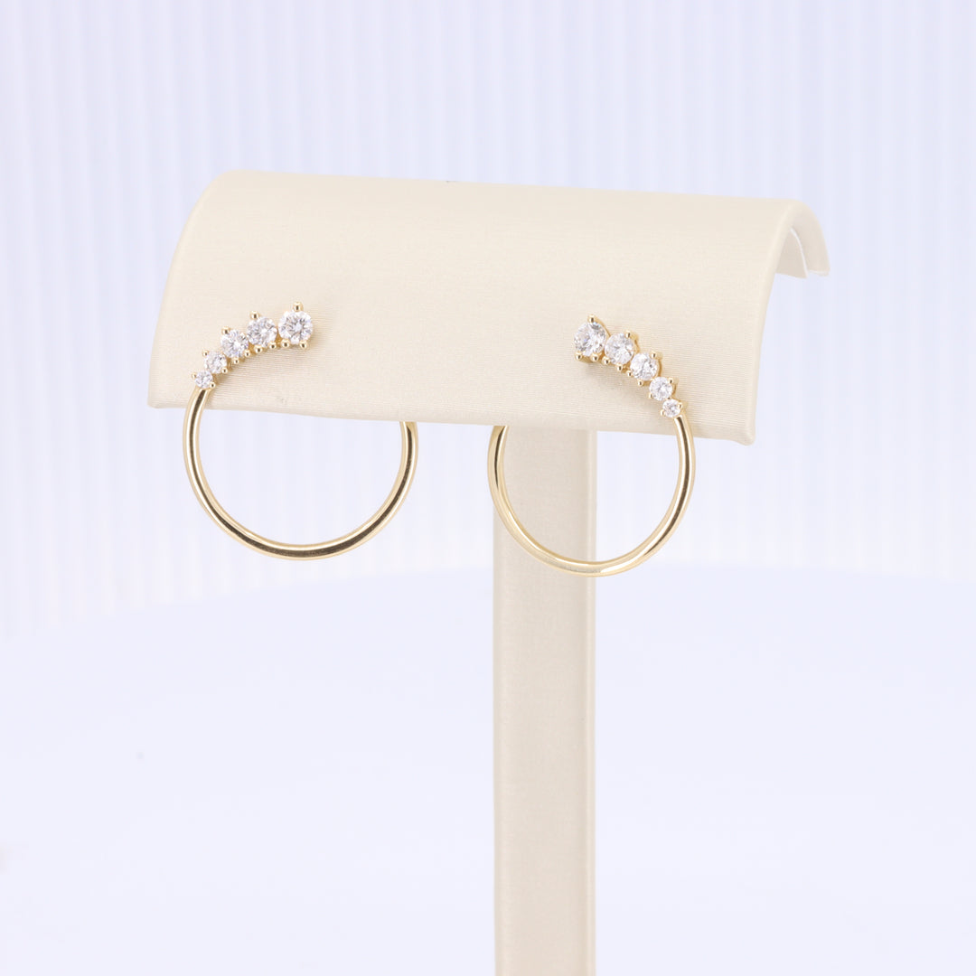 Front to Back Diamond Cluster Hoops in Yellow Gold