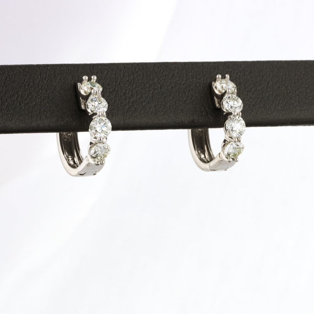 Diamond Huggie Earrings in White Gold - 0.72cttw