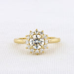 Load image into Gallery viewer, Starburst Halo Engagement Ring in Yellow Gold
