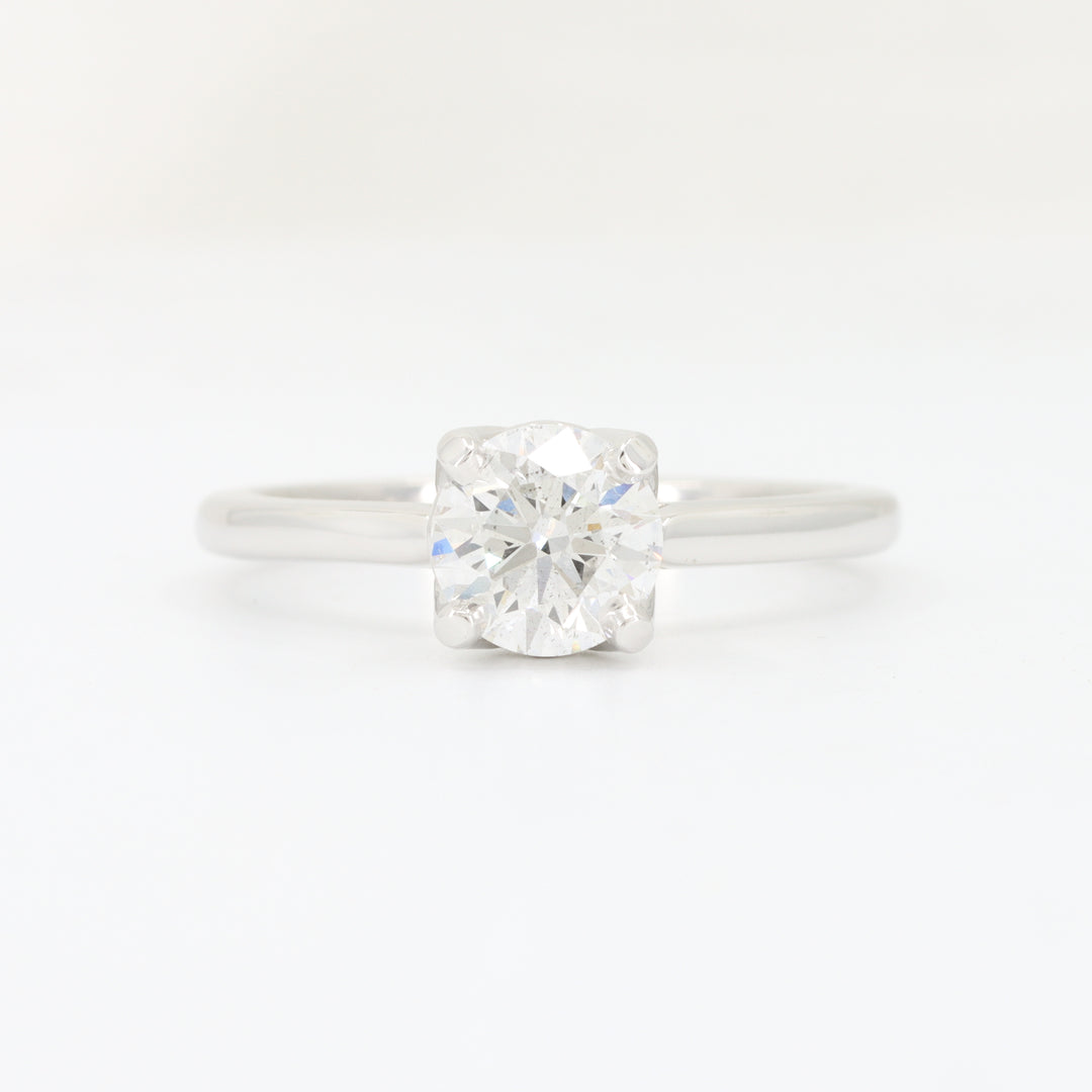 Round Diamond Solitaire Cathedral Engagement Ring, 1.00ct E SI2 Diamond in 14K White Gold