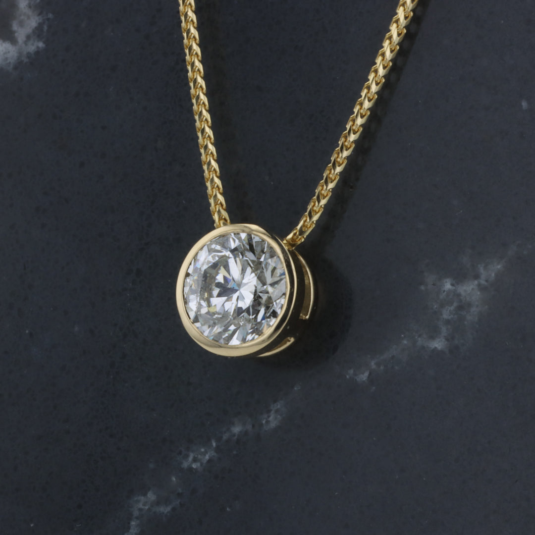 Bezel Diamond Slide Necklace in Yellow Gold