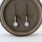 Load image into Gallery viewer, Round Pavé Diamond Drop Earrings in White Gold
