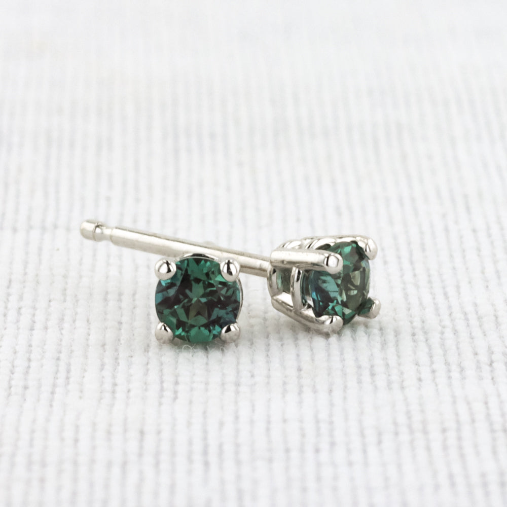 Harmony Stud Earrings with Lab Grown Alexandrite in White Gold