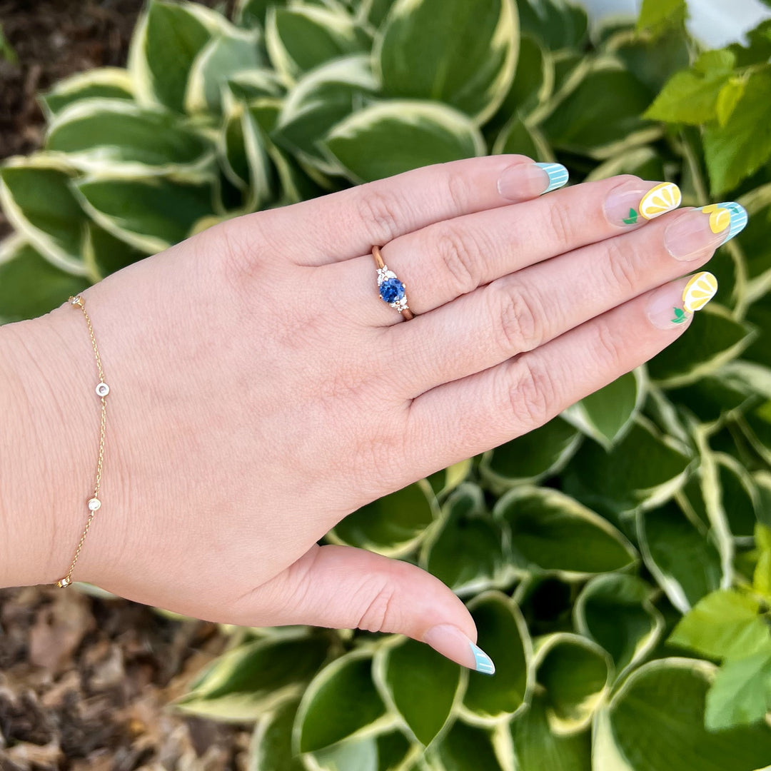 Rose Gold Butterfly Engagement Ring with Sapphire Center