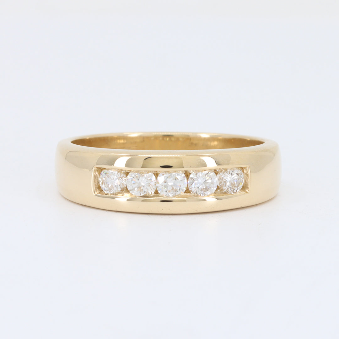 5 Stone Diamond Channel Band, 0.50cttw in 14K Yellow Gold, 6mm