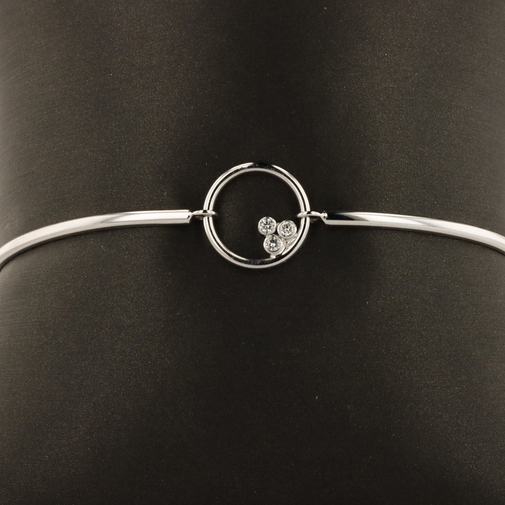 Articulated Bangle Bracelet With Diamonds Circle Center in White Gold