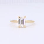 Load image into Gallery viewer, Lab Grown Emerald Cut Diamond Solitaire Ring in Yellow Gold
