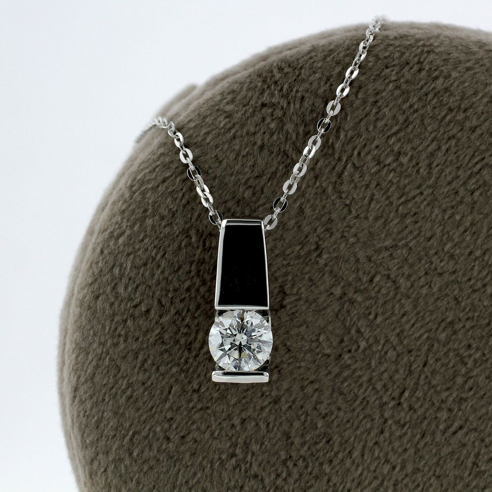 Bar Set Diamond Necklace in White Gold