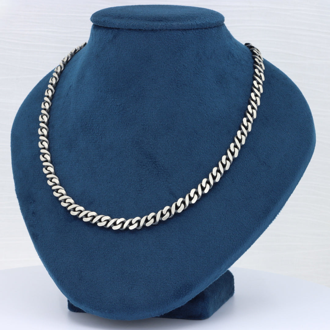 Fancy Oxidized Curb Chain in Sterling Silver, 5.9mm, 20"