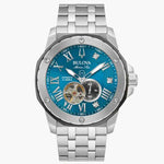 Load image into Gallery viewer, Bulova Marine Star- Turquoise Round Mechanical Face w/ White Metal Features and Band - Kizer Cummings Jewelers