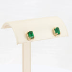 Load image into Gallery viewer, Emerald Cut Emerald Beaded Halo Stud Earrings, 1.08cttw in 14K Yellow Gold - Kizer Cummings Jewelers