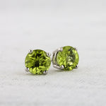 Load image into Gallery viewer, Peridot Stud Earrings in White Gold
