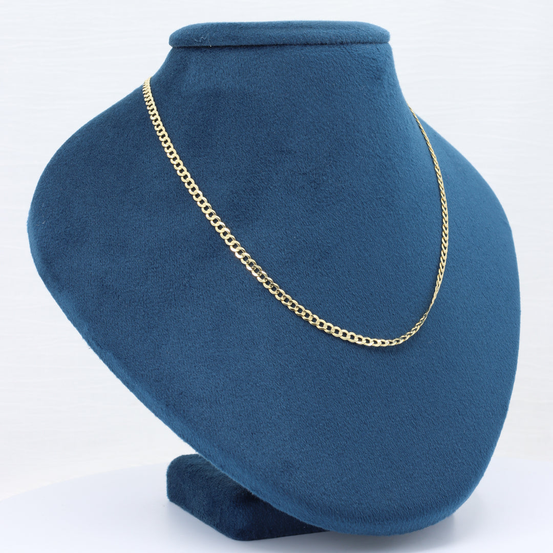 Flat Cuban Chain Necklace, 3.1mm in 14K Yellow Gold, 24 inch