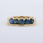 Load image into Gallery viewer, Five Stone Montana Sapphire Ring with Double Millgrain Edge
