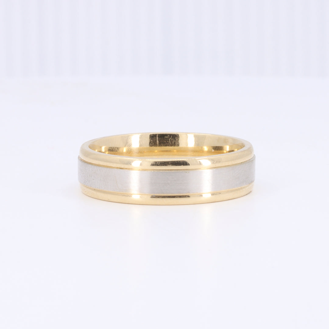 Yellow Gold Edge with Matte White Gold Center Band