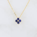 Load image into Gallery viewer, Quatrefoil Sapphire Pendant in Yellow Gold
