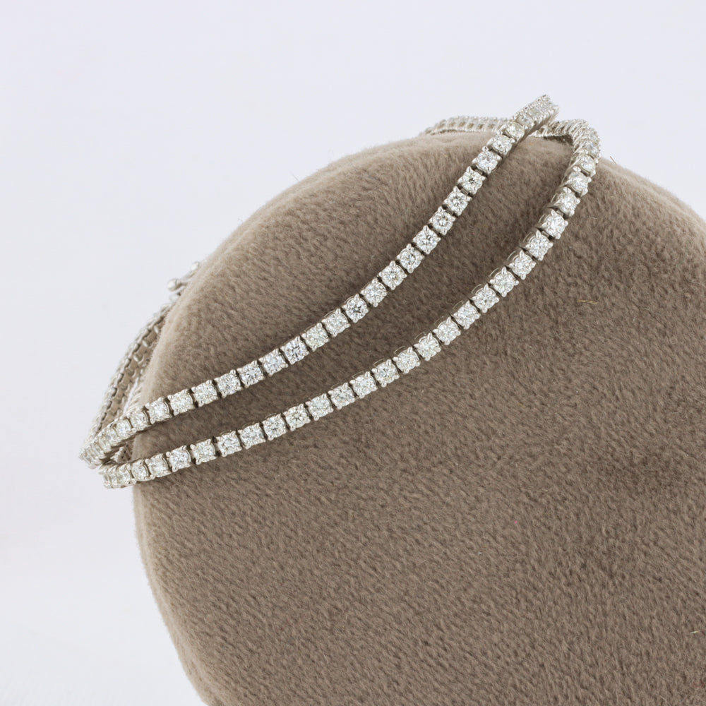 Double Strand Diamond Tennis Bracelet in White Gold