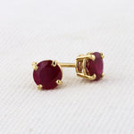 Load image into Gallery viewer, Ruby Stud Earrings in Yellow Gold
