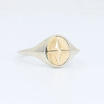 Load image into Gallery viewer, Small Signet Ring in Sterling Silver w/ 14KT Yellow Gold Star Plate
