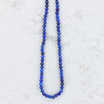 Load image into Gallery viewer, Lapis Bead Strand Necklace, 4mm Round Beads with Sterling Silver Clasp, 16–18"