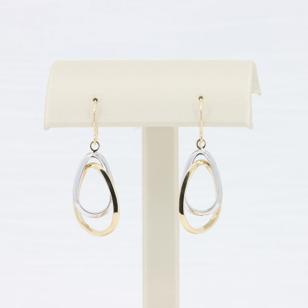 Two-Tone Interlocking Drop Earrings in 10K Gold