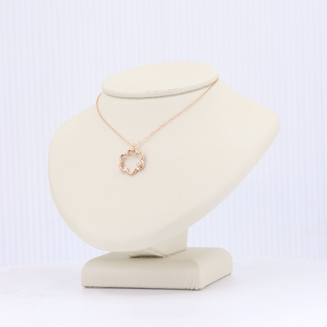 Handcrafted Flower Pendant with Diamond Accent in Rose Gold