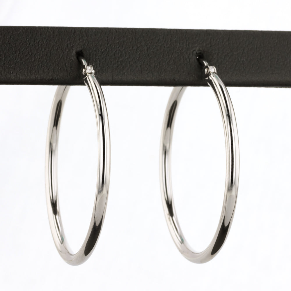 Hoop Earrings in White Gold - 30mm