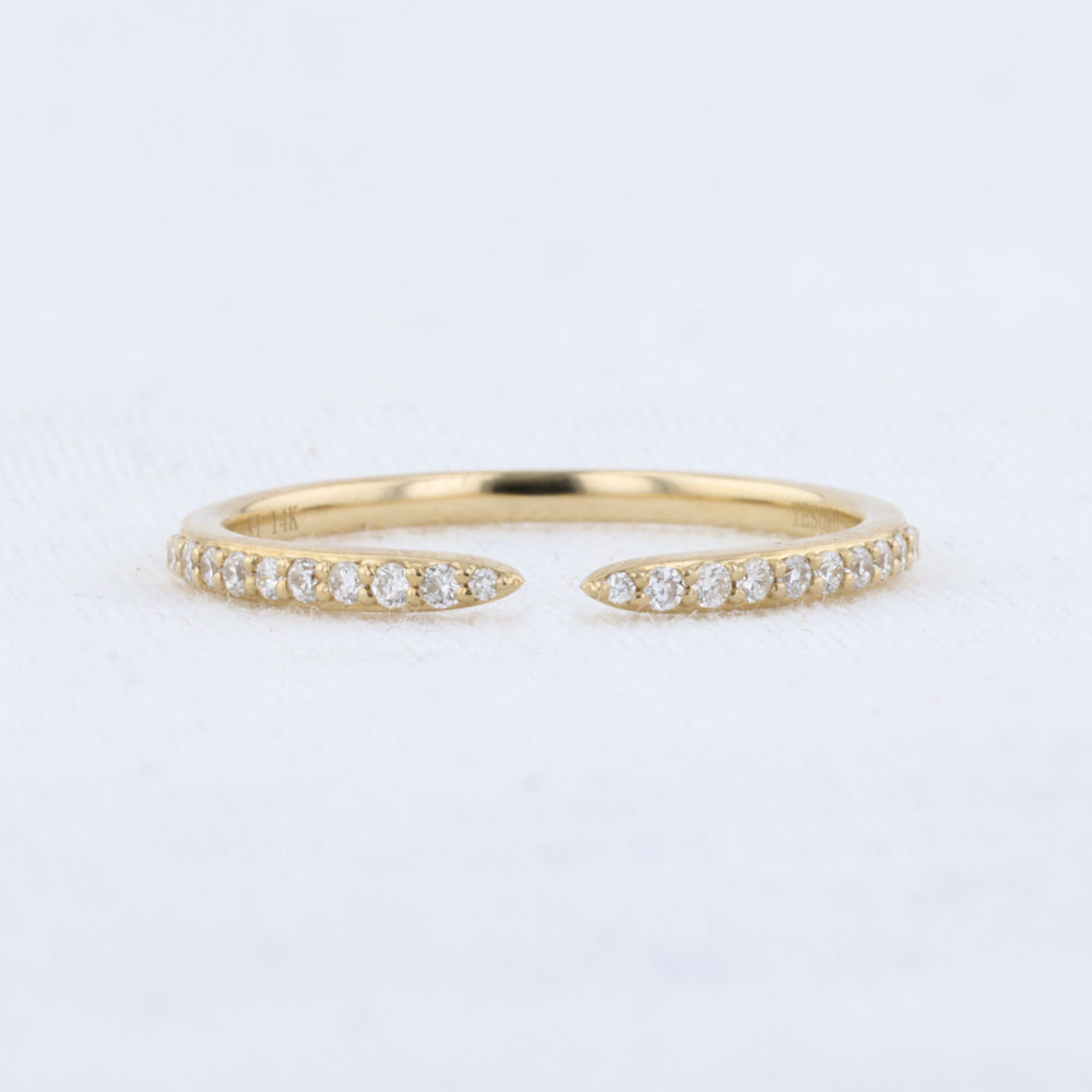 Open Shank Diamond Stackable Ring in Yellow Gold