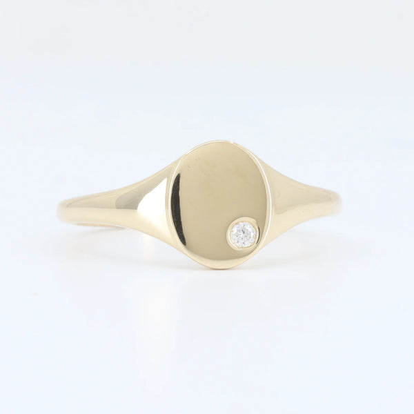 Diamond Signet Ring, 0.02ct iin 14K Yellow Gold - Kizer Cummings Jewelers