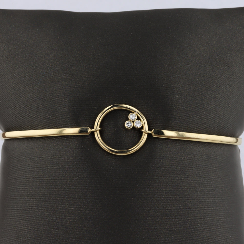 Articulated Bangle Bracelet With Diamond Circle Center in Yellow Gold