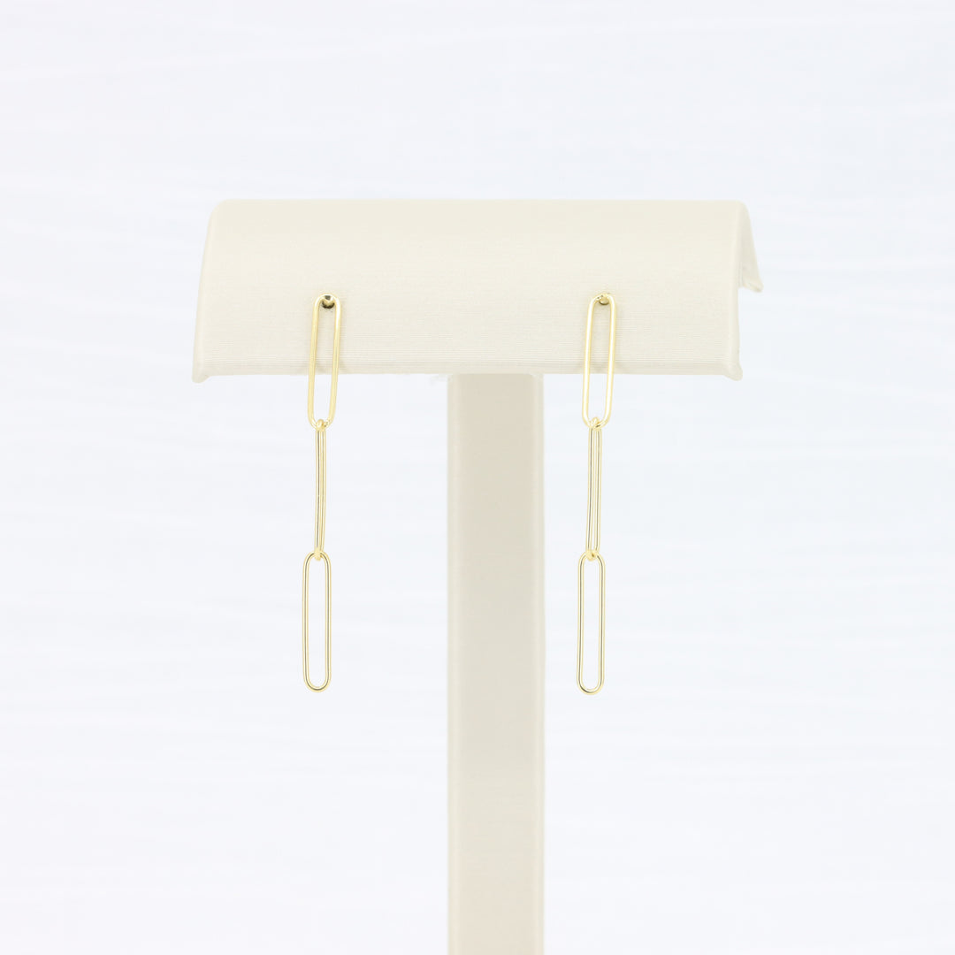 Paperclip Chain Dangle Earrings in 14K Yellow Gold