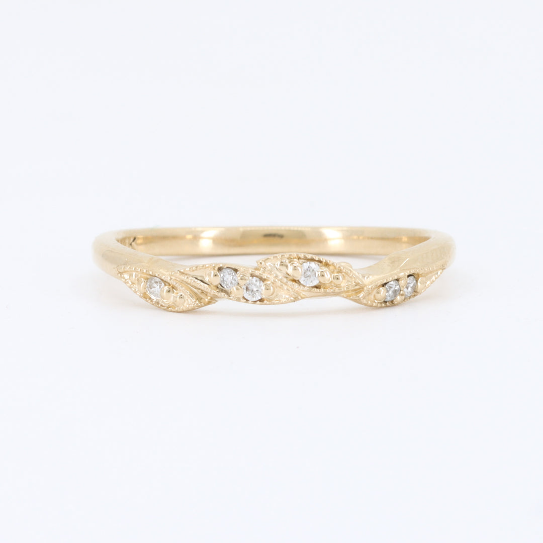 Diamond Leaf Band, 0.06cttw in 14K Yellow Gold