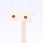 Load image into Gallery viewer, Garnet Stud Earrings in Yellow Gold
