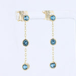 Load image into Gallery viewer, London Blue Topaz Triple Drop Earrings in Yellow Gold
