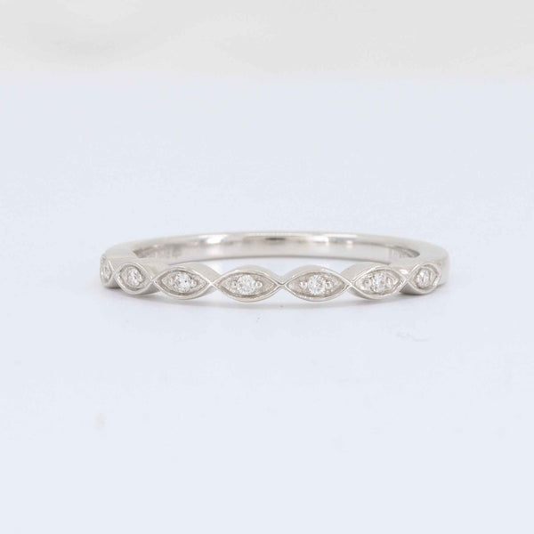 Faux Marquise Diamond Bubble Band,  0.04cttw in 14K White Gold