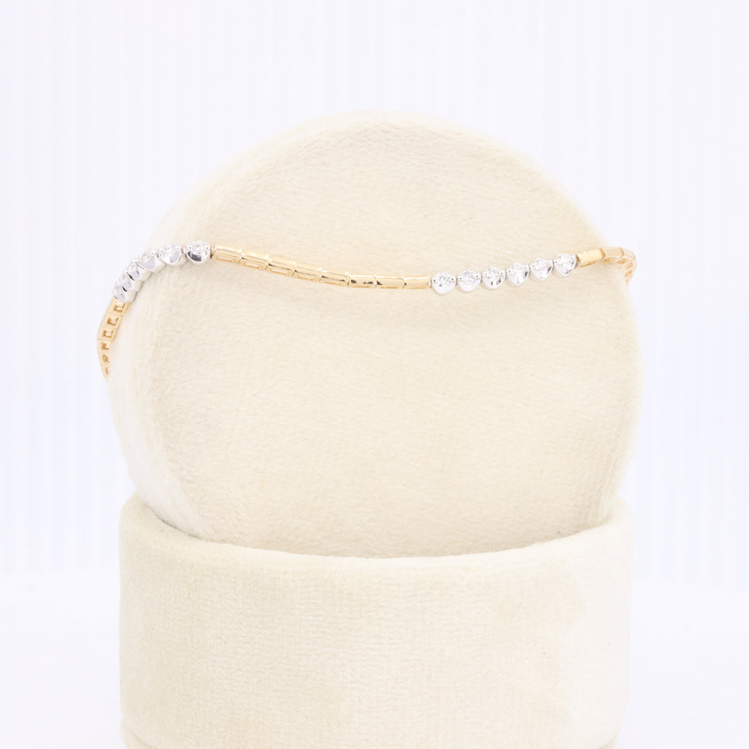 Diamond Station Line Bracelet in Two Toned Gold 7"