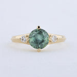Load image into Gallery viewer, Montana Sapphire and Diamond Ring with Millgrain Ridge in Yellow Gold
