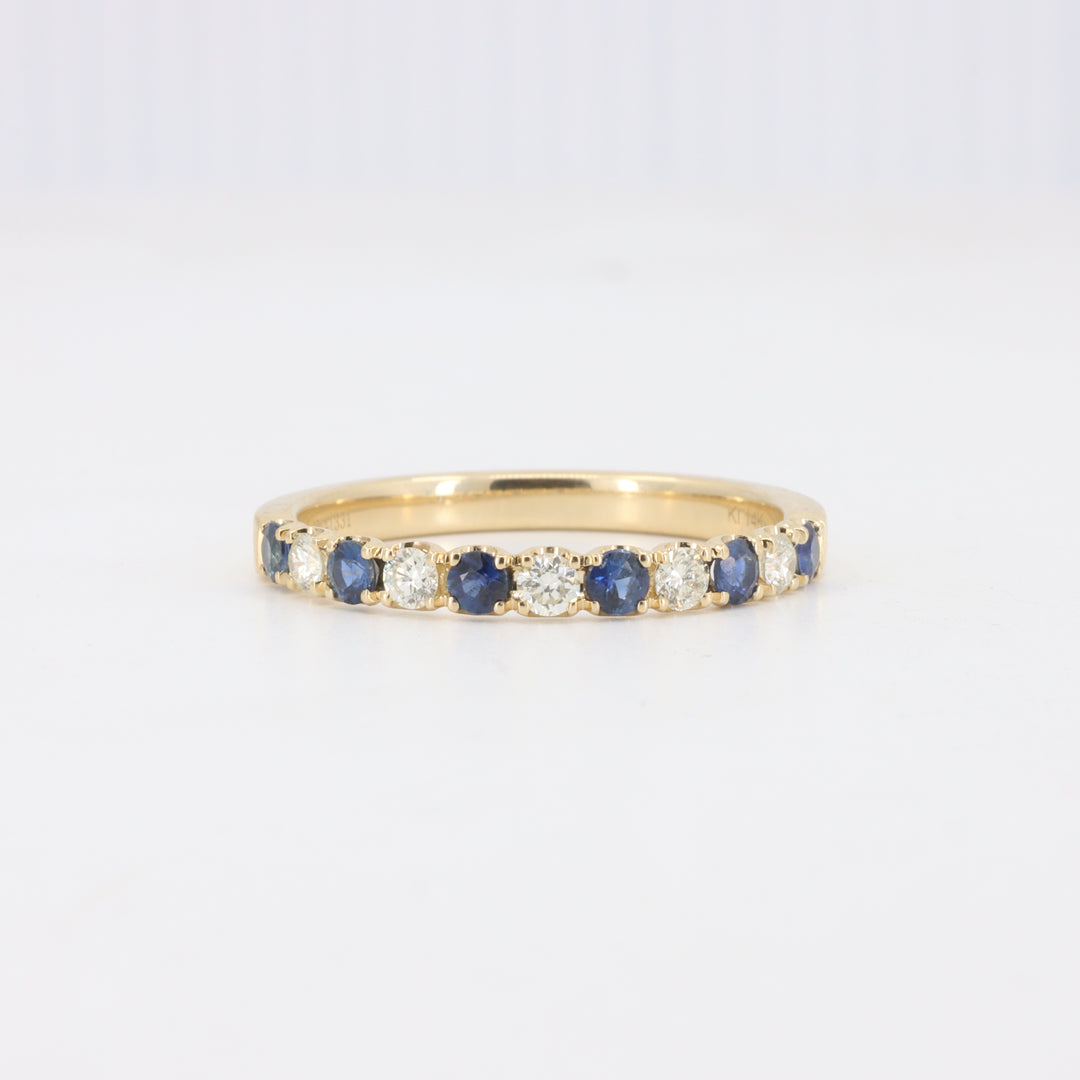 Sapphire and Diamond Alternating Band in Yellow Gold